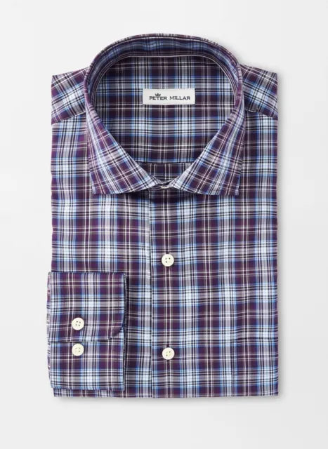 Peter Millar cheapest Shirt Casual Dress Mens Size Large Blue Purple Checkered LOT OF TWO