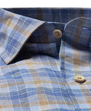 David Donahue Blue & Dune Plaid Linen Shirt