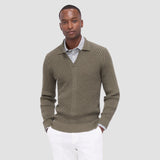 Bugatchi Mixed Stitch Johnny Collar Sweater