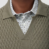 Bugatchi Mixed Stitch Johnny Collar Sweater