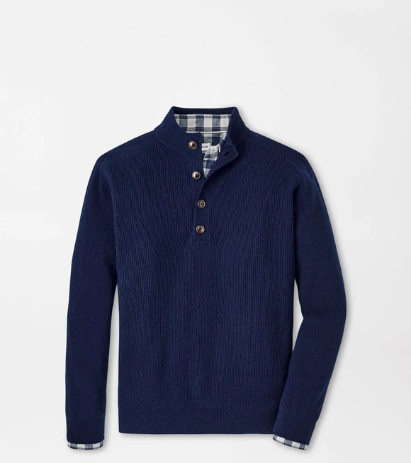 Peter Millar Ruxton Rib Button Mock Sweater