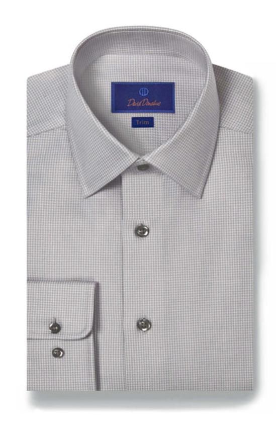 David Donahue Pearl Micro Check Dress Shirt