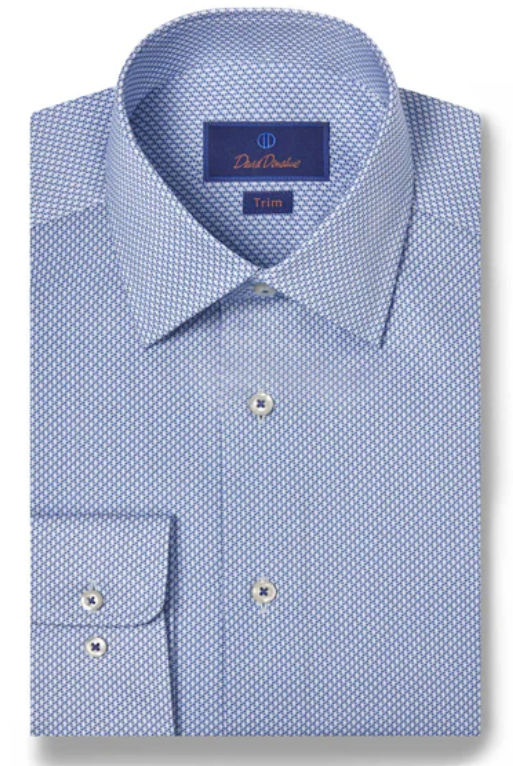 David Donahue Blue & Sky Micro Print Dress Shirt