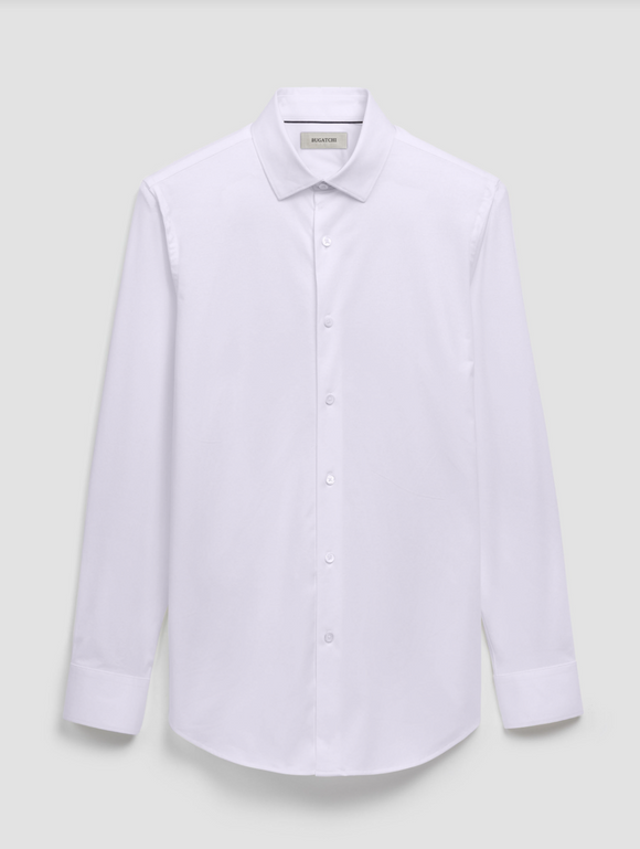 Bugatchi James Long Sleeve OoohCotton Shirt in White