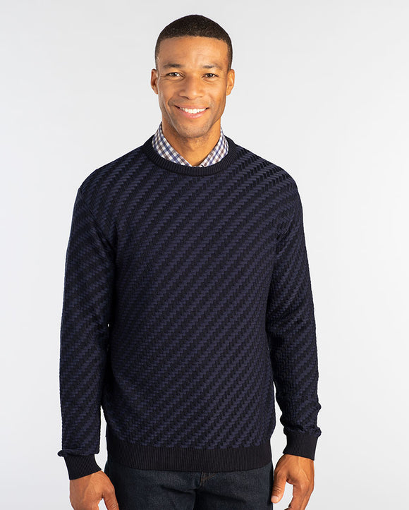 St. Croix 4522 Deep Navy LS Rib Knit Crew