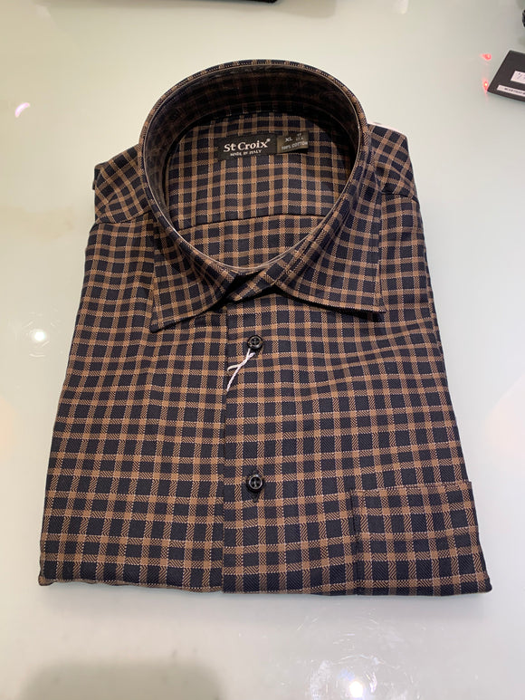 St. Croix LS HERRINGBONE CHECK SHIRT HBD